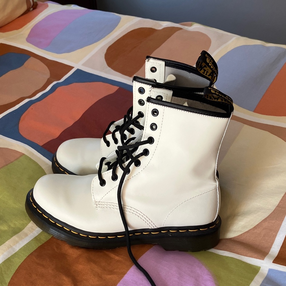 Dr. Martens White Combat Boots - Picture 1 of 11